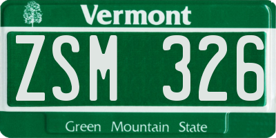 VT license plate ZSM326