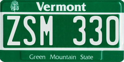 VT license plate ZSM330
