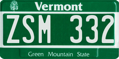 VT license plate ZSM332