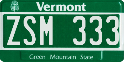 VT license plate ZSM333