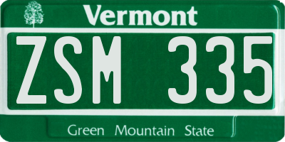 VT license plate ZSM335