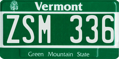 VT license plate ZSM336