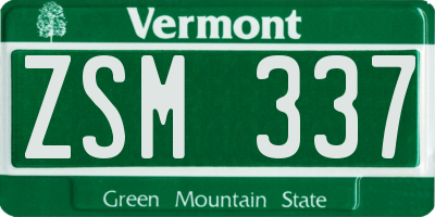 VT license plate ZSM337
