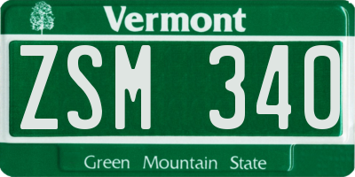VT license plate ZSM340