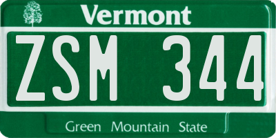 VT license plate ZSM344