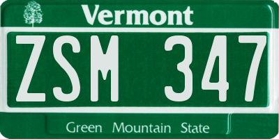 VT license plate ZSM347