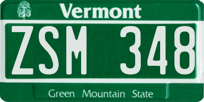 VT license plate ZSM348