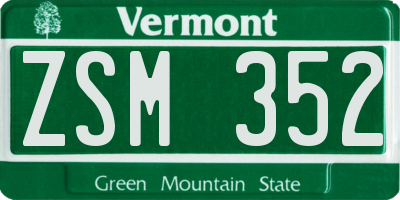 VT license plate ZSM352