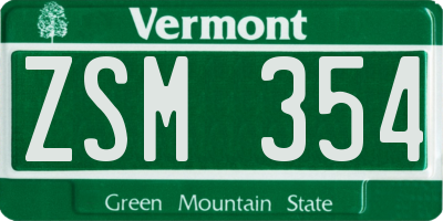 VT license plate ZSM354