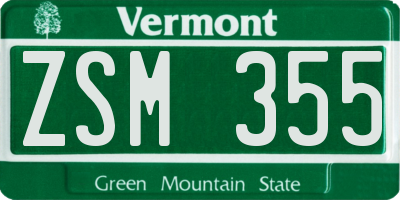 VT license plate ZSM355