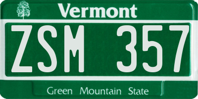 VT license plate ZSM357