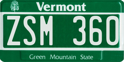 VT license plate ZSM360