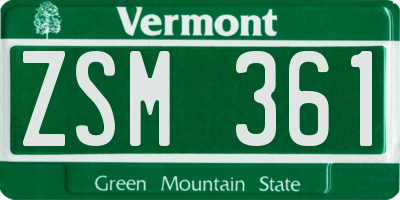 VT license plate ZSM361