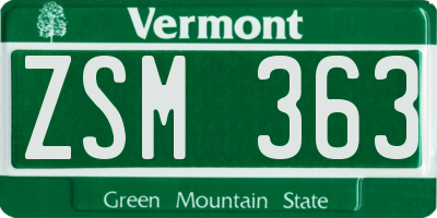 VT license plate ZSM363
