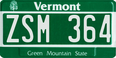 VT license plate ZSM364