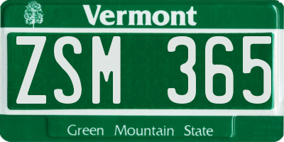 VT license plate ZSM365