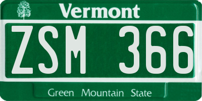 VT license plate ZSM366