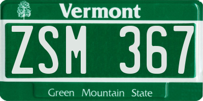 VT license plate ZSM367