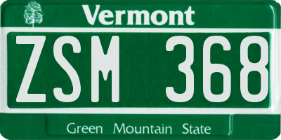 VT license plate ZSM368