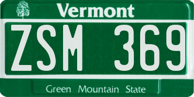 VT license plate ZSM369