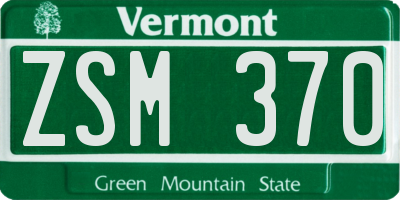 VT license plate ZSM370
