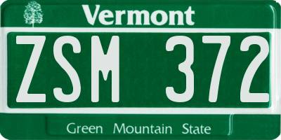 VT license plate ZSM372
