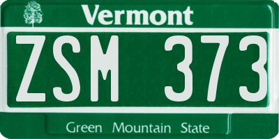 VT license plate ZSM373