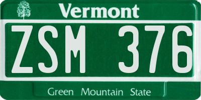 VT license plate ZSM376