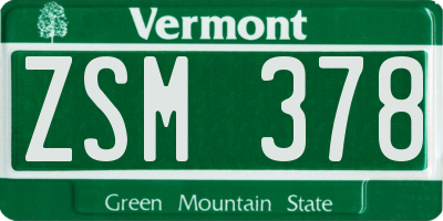 VT license plate ZSM378