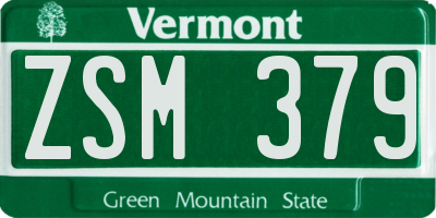 VT license plate ZSM379