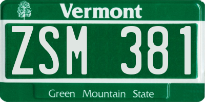 VT license plate ZSM381