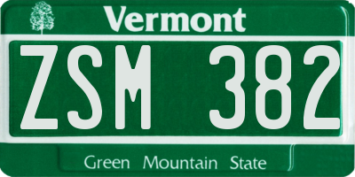 VT license plate ZSM382