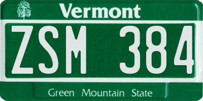 VT license plate ZSM384