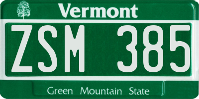 VT license plate ZSM385