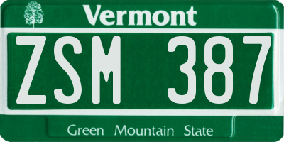 VT license plate ZSM387