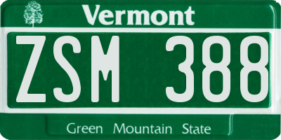 VT license plate ZSM388
