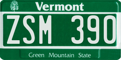 VT license plate ZSM390