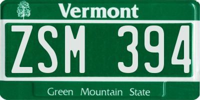 VT license plate ZSM394