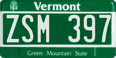 VT license plate ZSM397