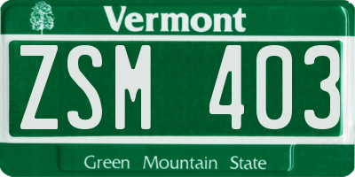 VT license plate ZSM403