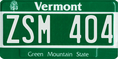 VT license plate ZSM404