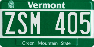 VT license plate ZSM405