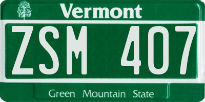 VT license plate ZSM407