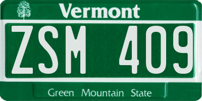 VT license plate ZSM409