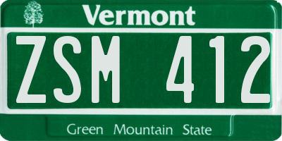VT license plate ZSM412