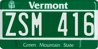 VT license plate ZSM416