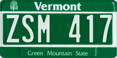 VT license plate ZSM417