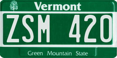 VT license plate ZSM420