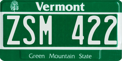 VT license plate ZSM422