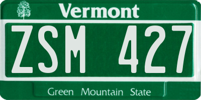 VT license plate ZSM427